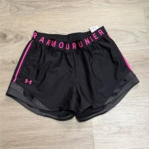Under Armour Women's Athletic Shorts in Black with Pink Accents